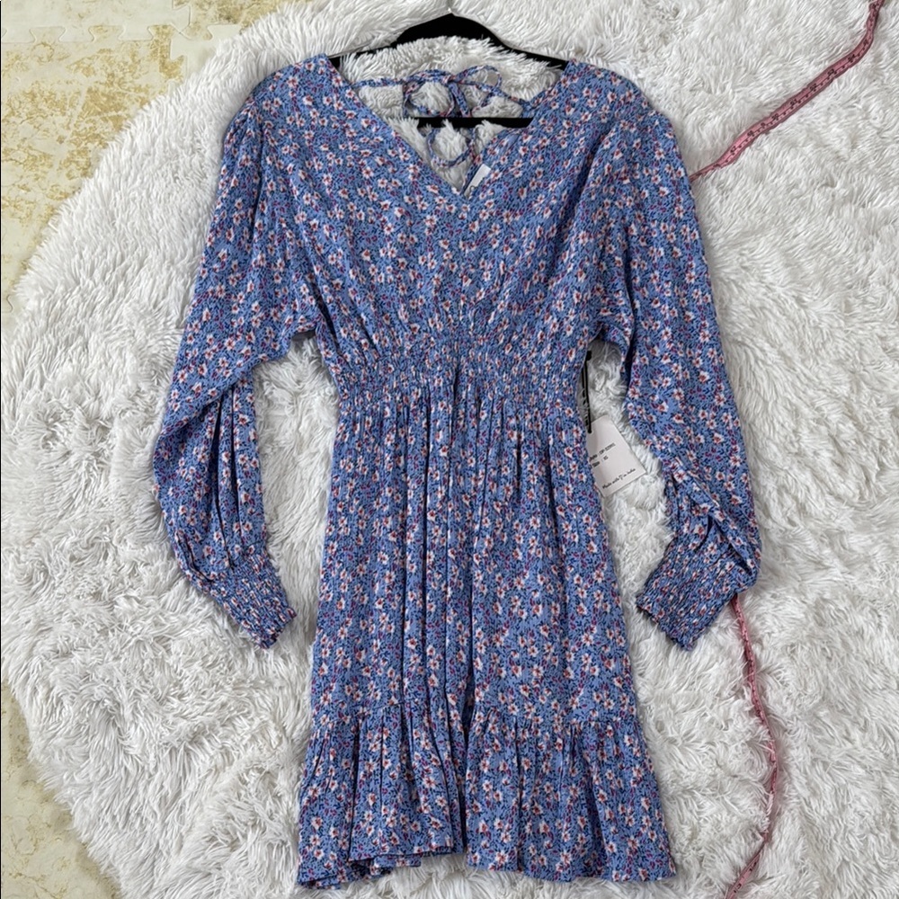 Japna Long Sleeve Floral Dress - Blue and Pink